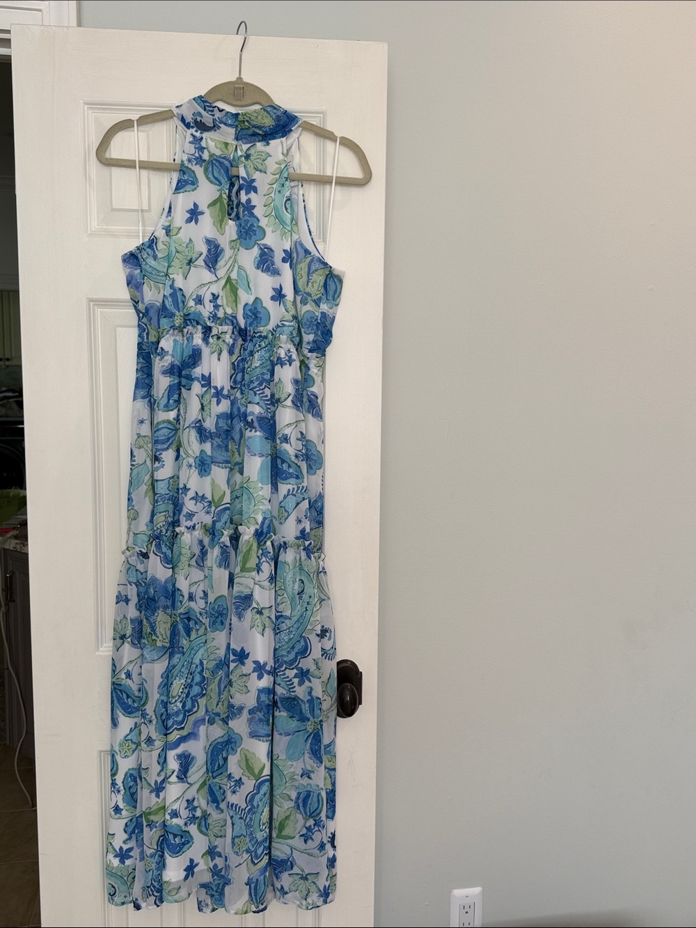 Nicole Miller Blue & White Floral Maxi Dress